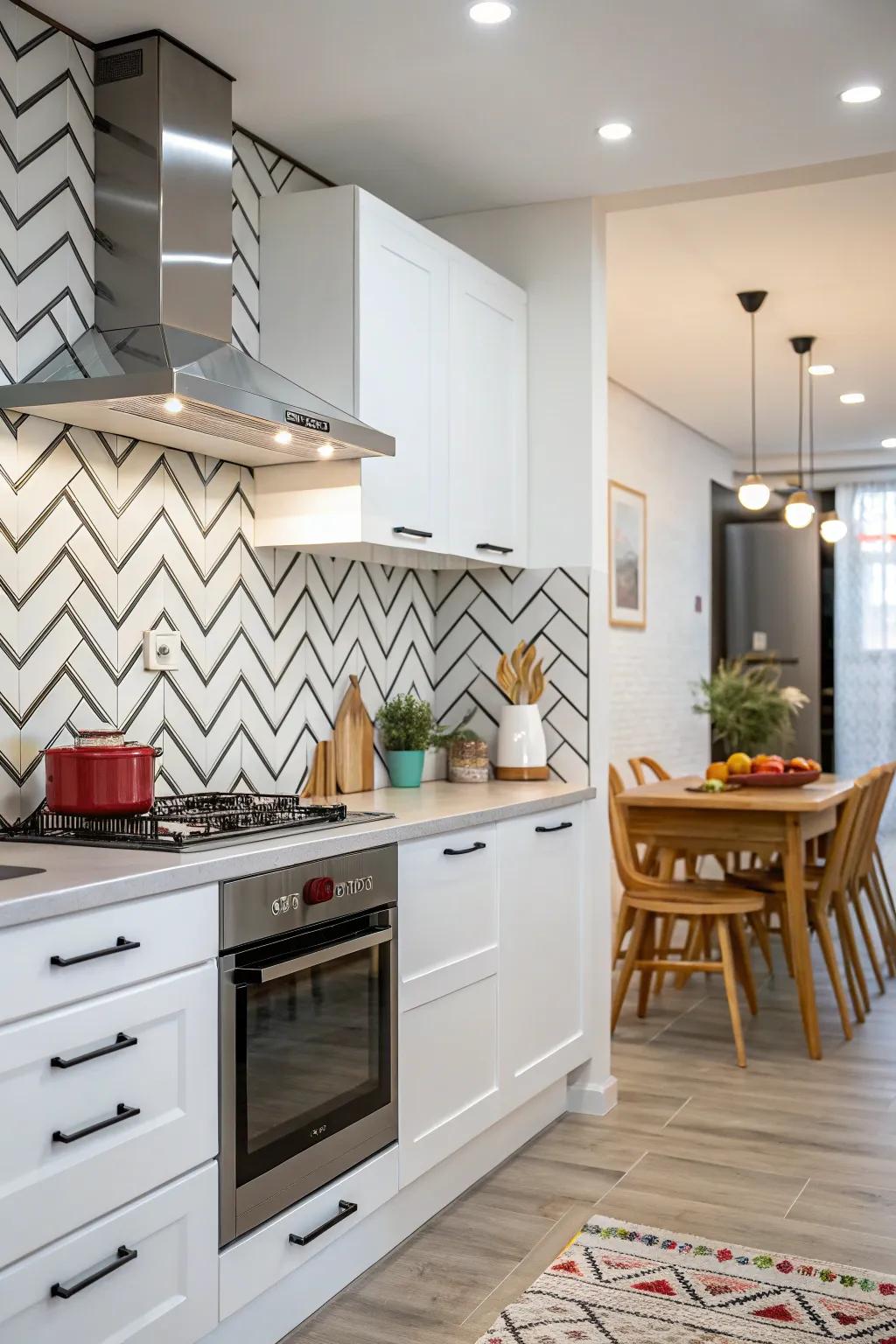 Diagonal patterns add movement and energy.