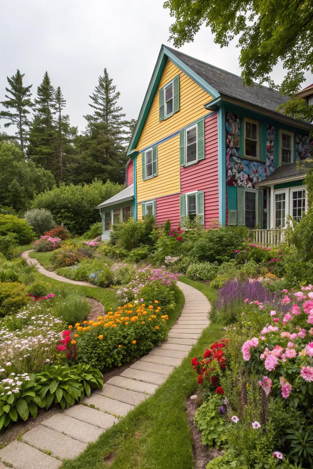 Lively and colorful vertical cladding