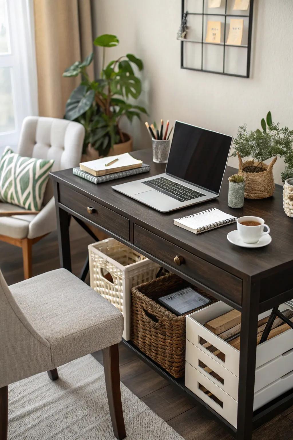 Considerate arrangement for a clutter-free, serene workspace.