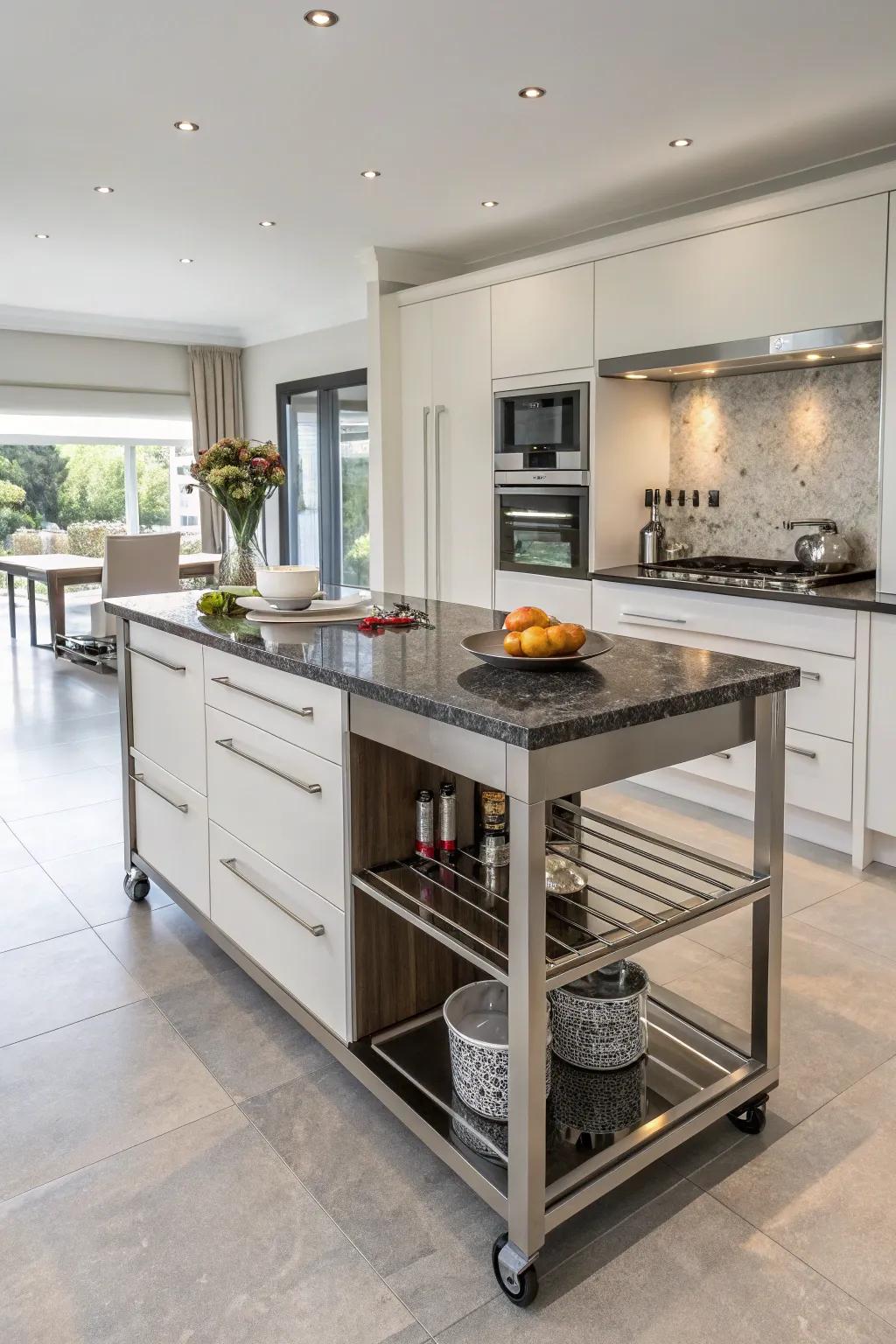 An island with a durable and fashionable stone top