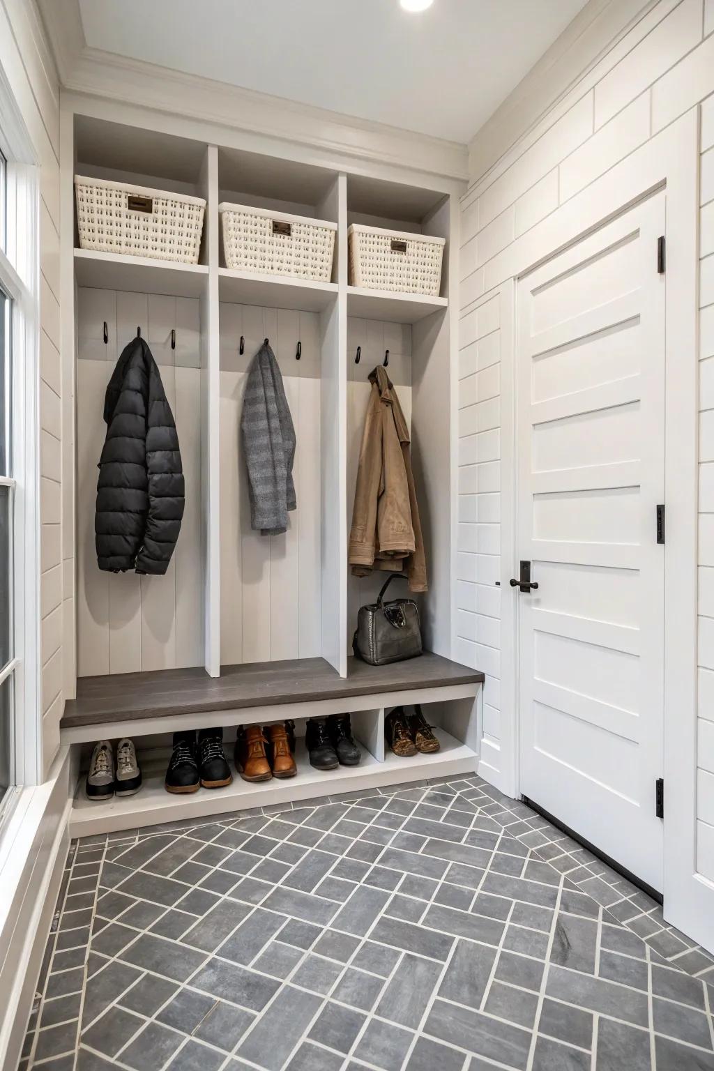 Single-shade tiles offer a simple, modern aesthetic.