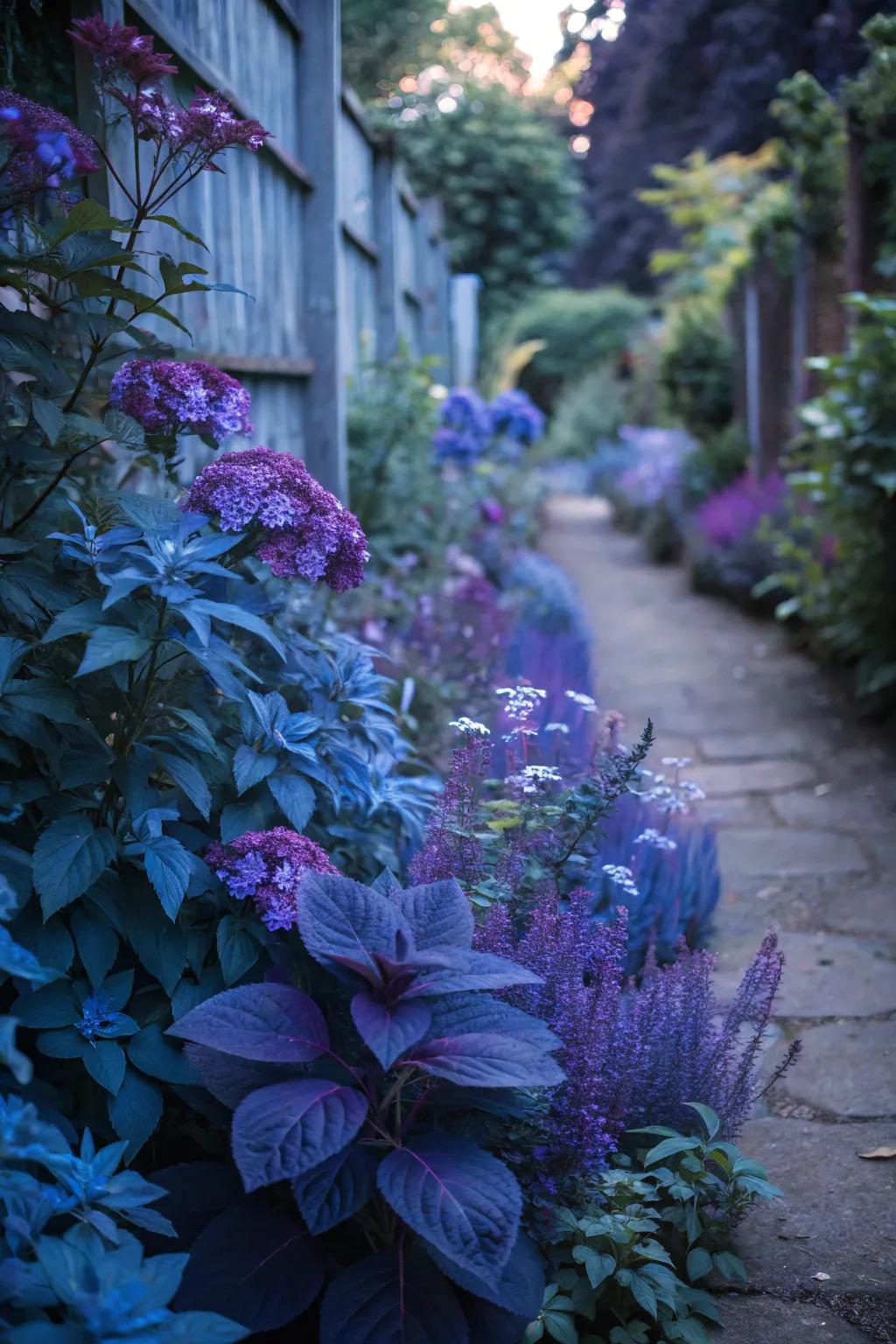 Calm hues deliver the illusion of increased space in a narrow garden.