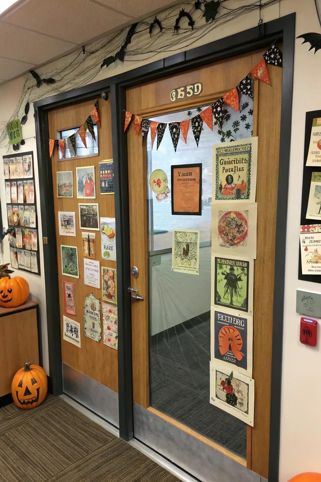 A retro entryway that evokes Halloween reminiscences.