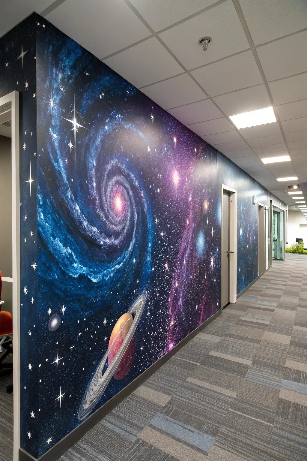 Inspire creativity with cosmic coverings in your office.