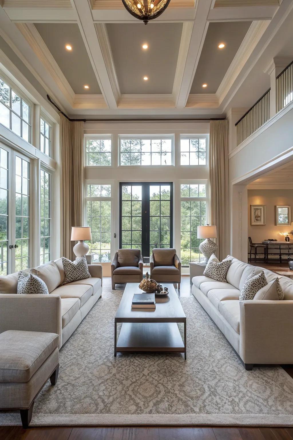 Symmetry introduces equilibrium and order to the open space.