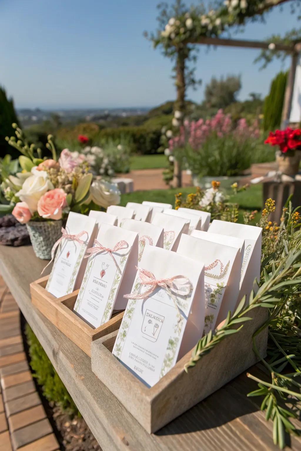 Distinct favors just like seed packets create remarkable keepsakes.