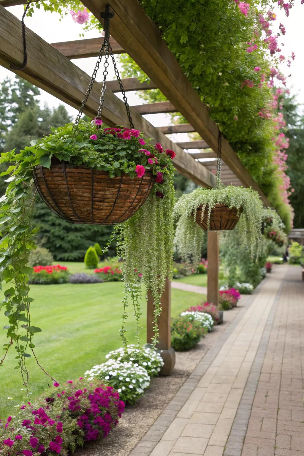 Suspended gardens introducing depth and drama to the space.