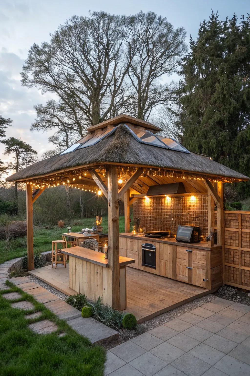 Enjoy a green lifestyle using an eco-safe outdoor kitchen gazebo.