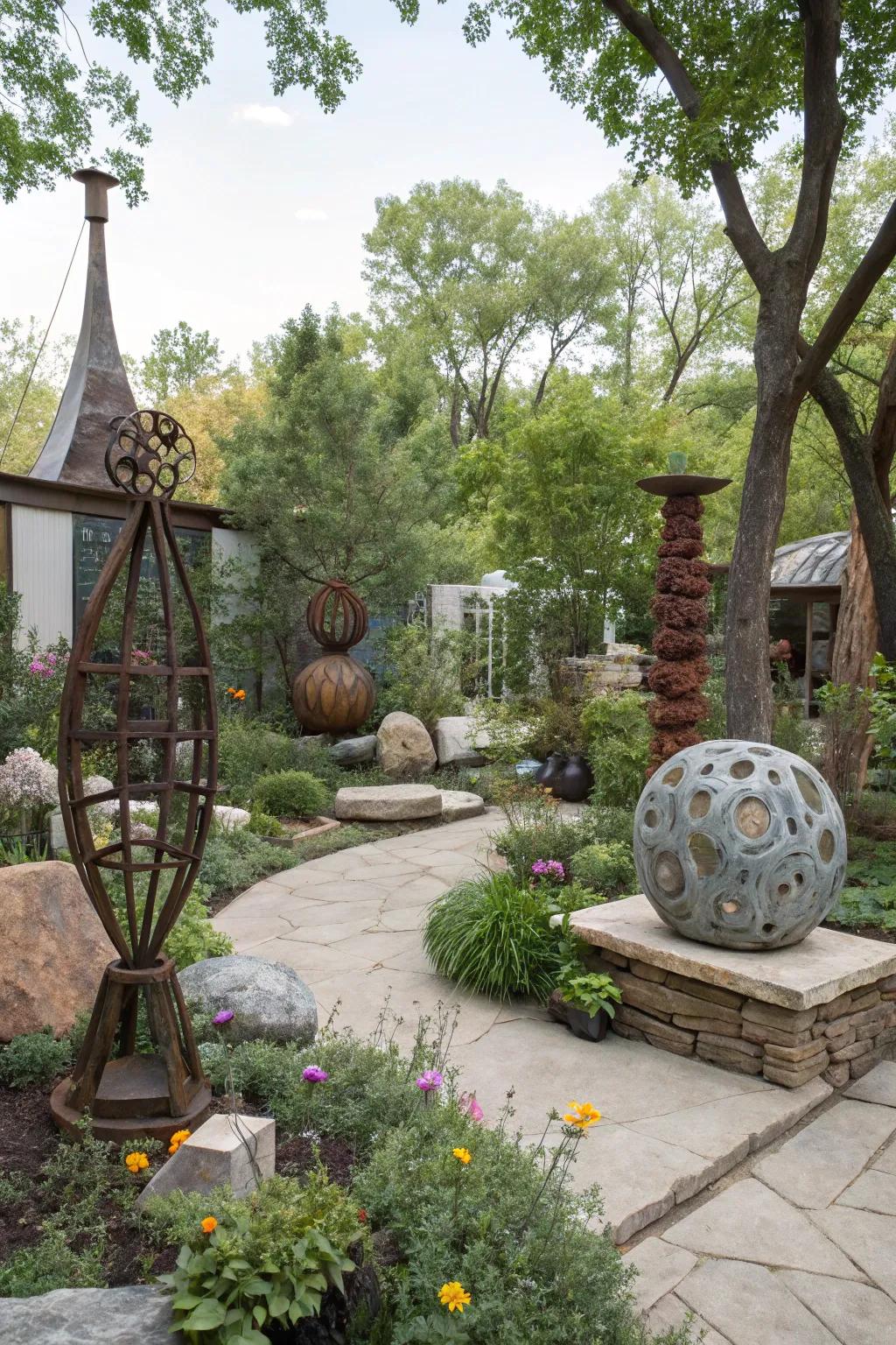 Artistic features add personality and conversation starters to your outdoor personal space.