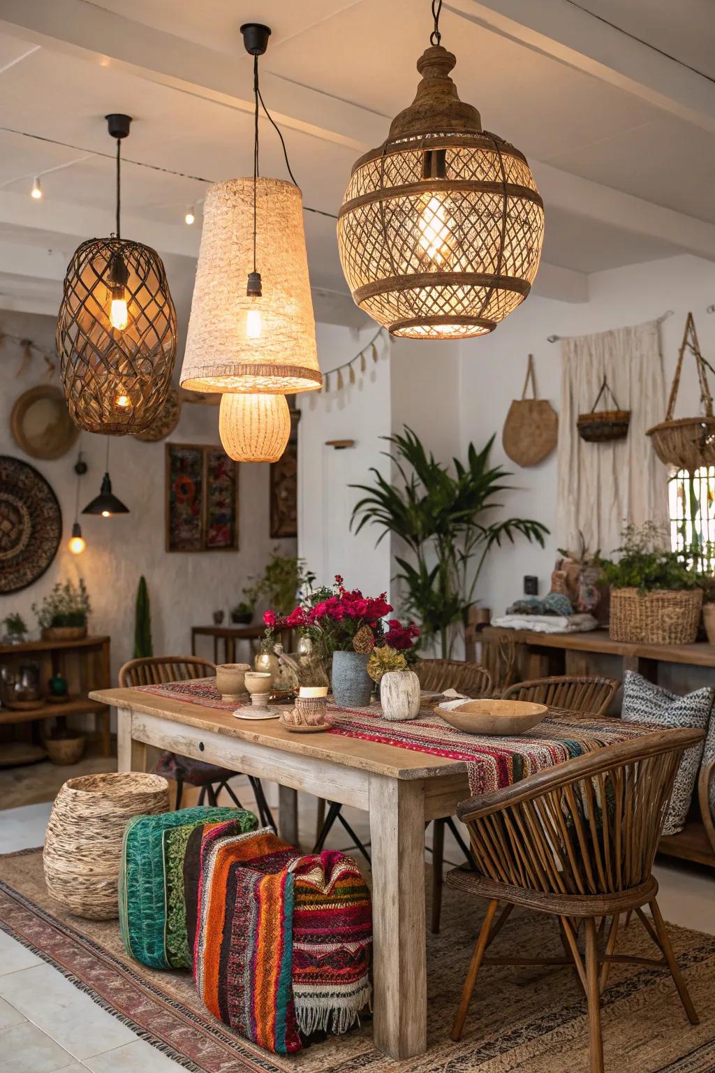 Free-spirited illumination unites textures to create a carefree atmosphere.