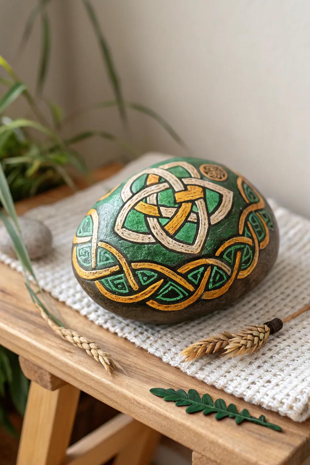 Embrace cultural beauty with Celtic-themed painted stones, adding a touch of heritage to your garden decor.