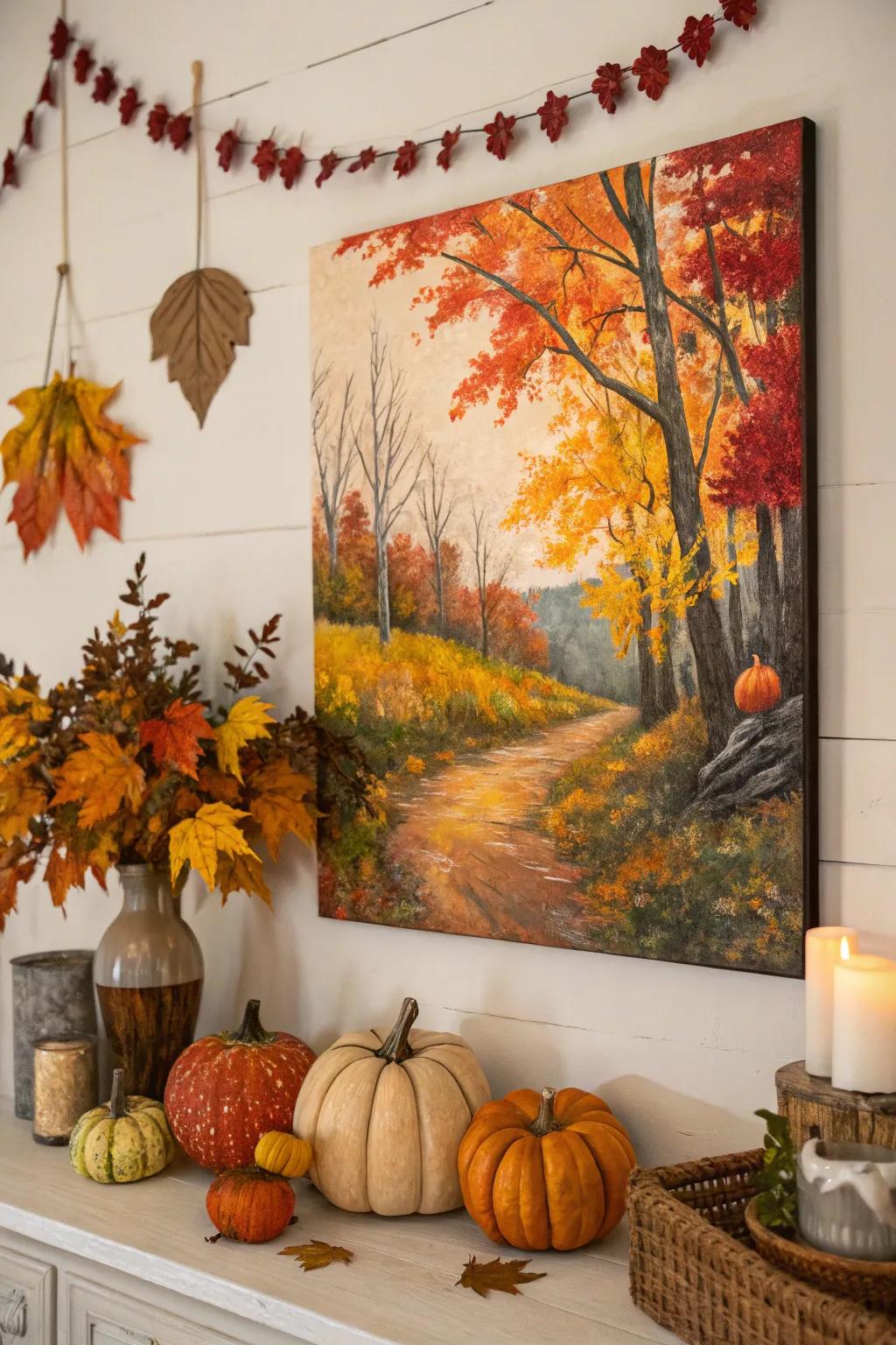 The captured seasonal loveliness as depicted in paint.