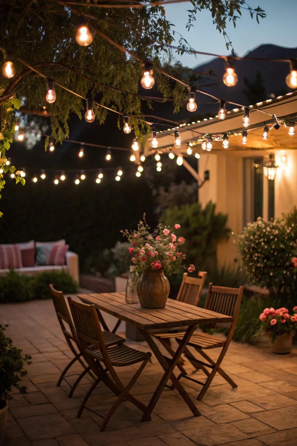 Festoon sparkle ushers in a bold and celebratory sensation to your patio.