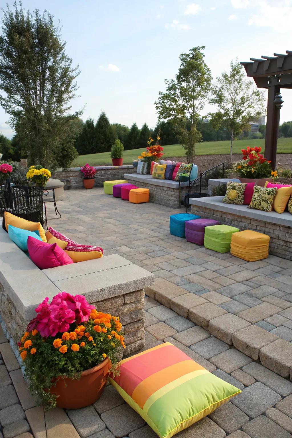 Colorful accessories enliven your patio atmosphere.