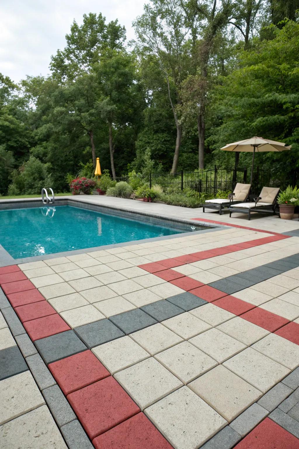 Paving in striking hues introduces a whimsical and energetic nuance.