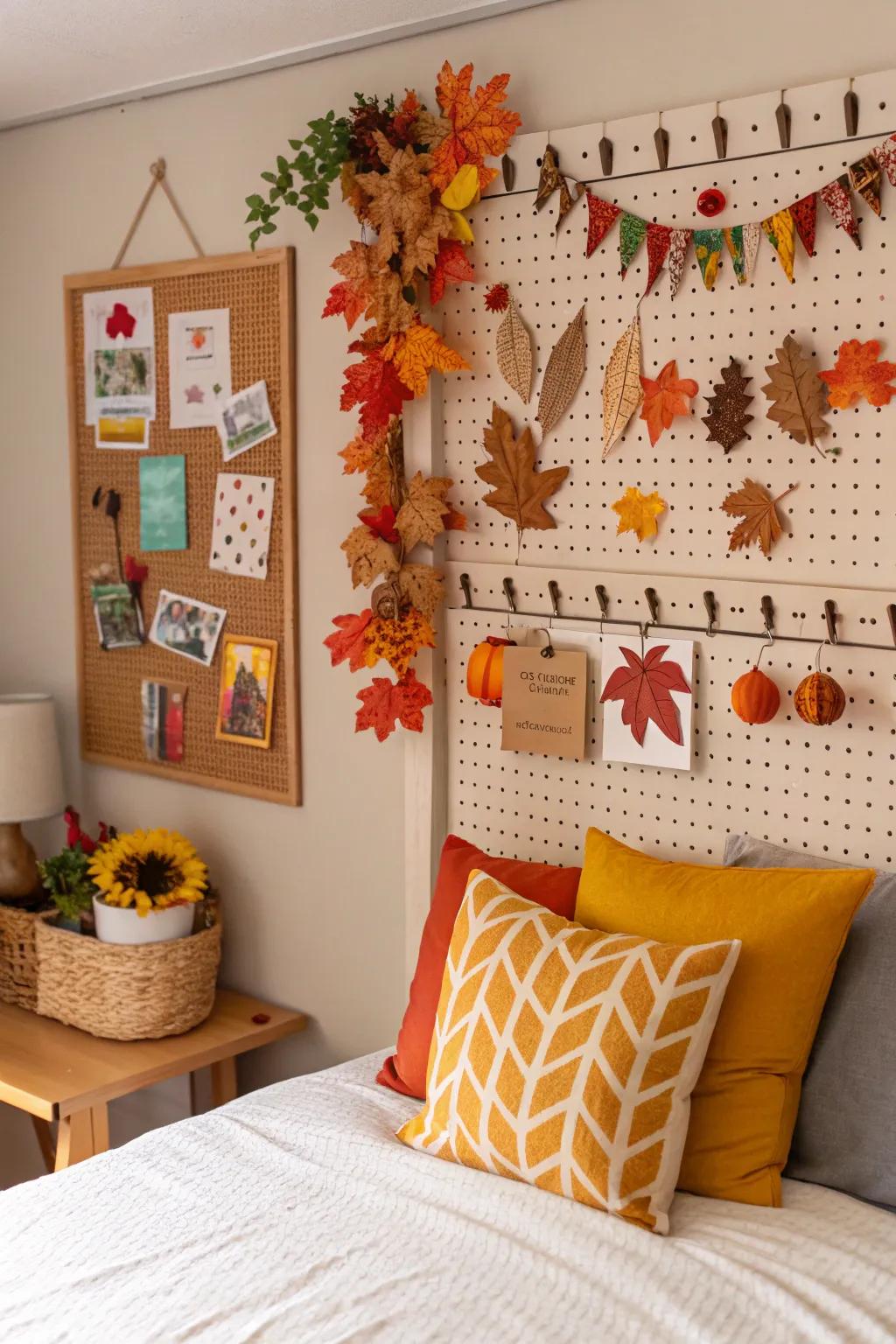 Revitalize your room with seasonal pegboard d&eacute;cor.