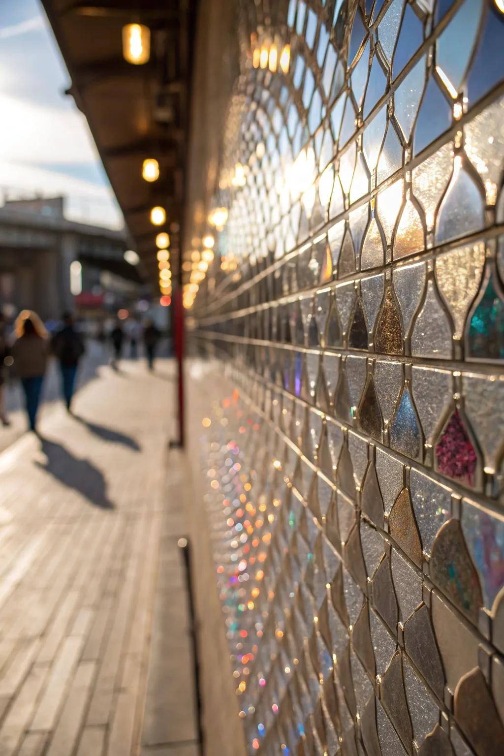 A backdrop showcasing polished foil and reflector accents, incorporating a dazzling and sparkling consequence.