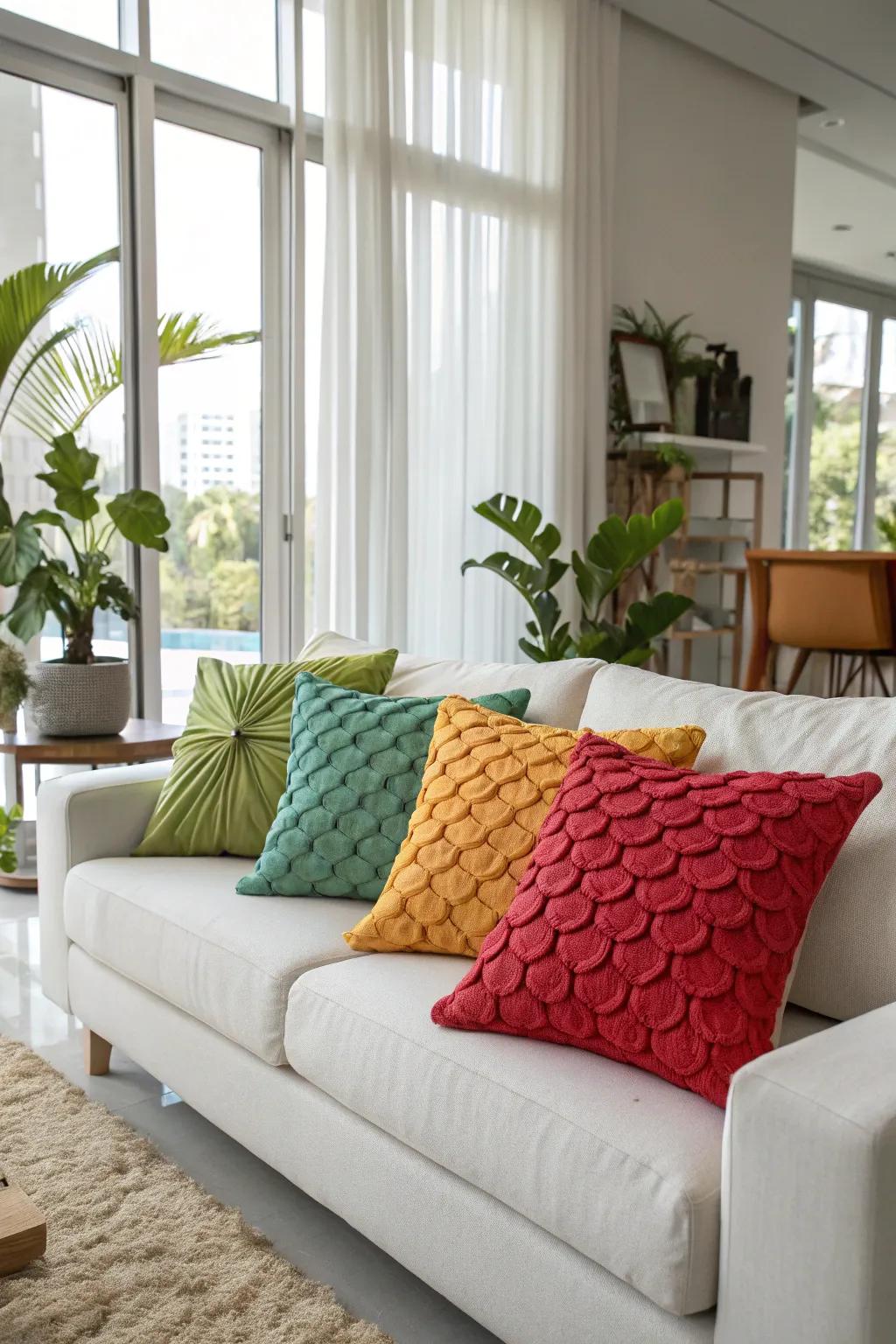 Eco-conscious cushions presenting style and sustainability.