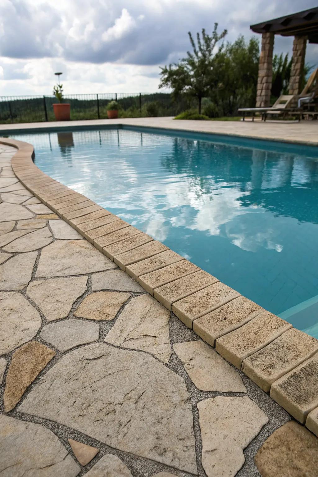 Textured overlays in border enhance safety and visual interest.