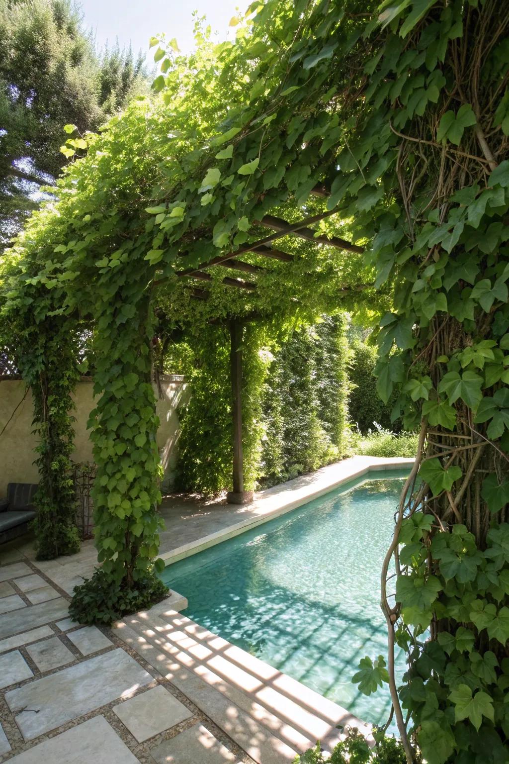 A support with vines offers natural and elegant privacy.