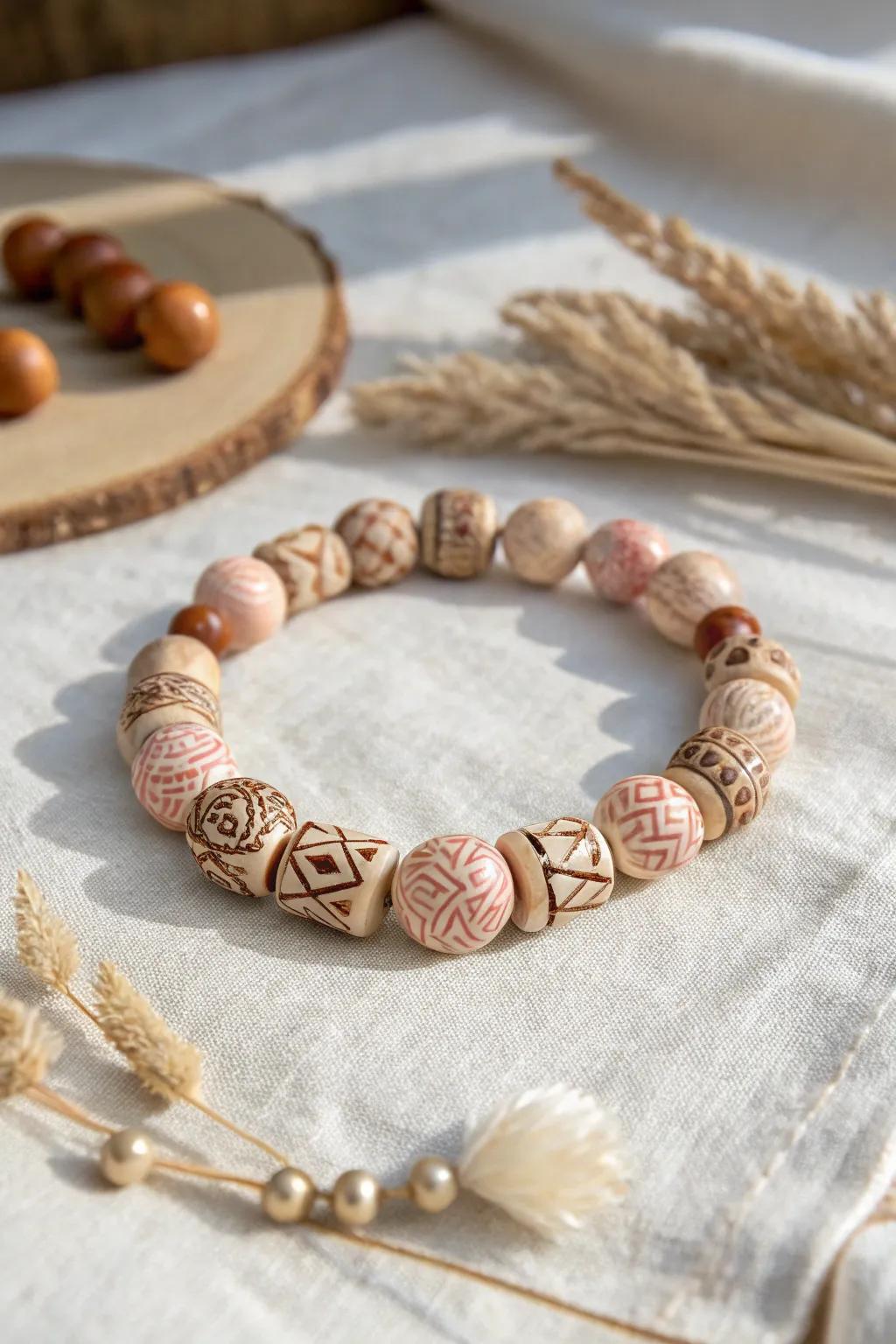 Embrace cultural narratives through the art of clay bead bracelets.