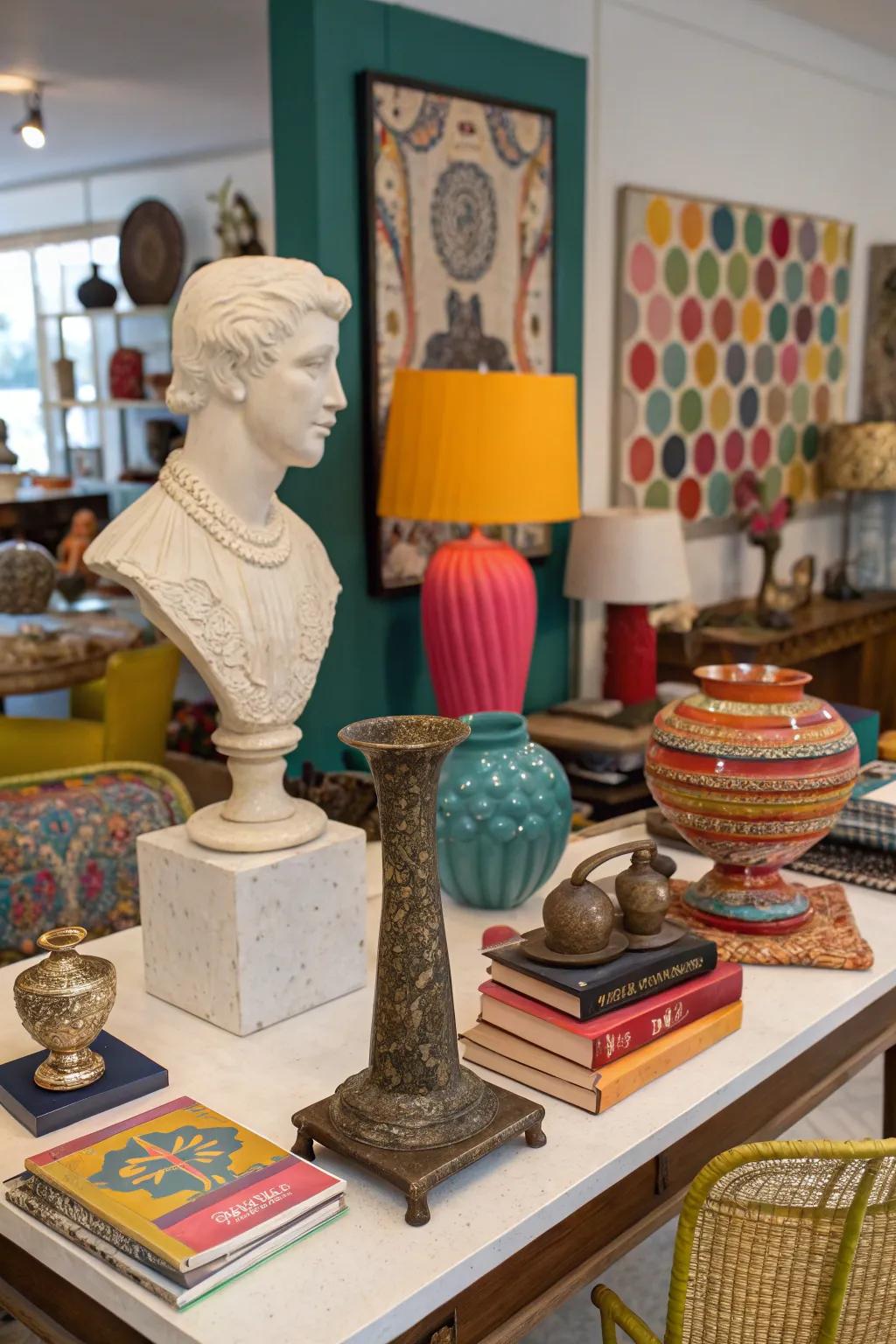 That eclectic mix can be just the thing to make your displays memorable and rich with character.