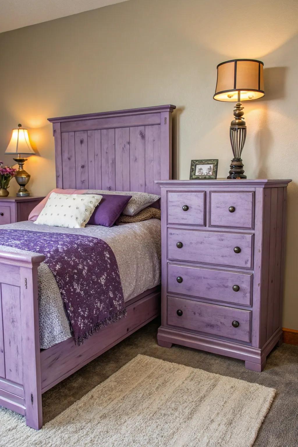 Purple wood stains incorporate a distinctive and surprising touch.
