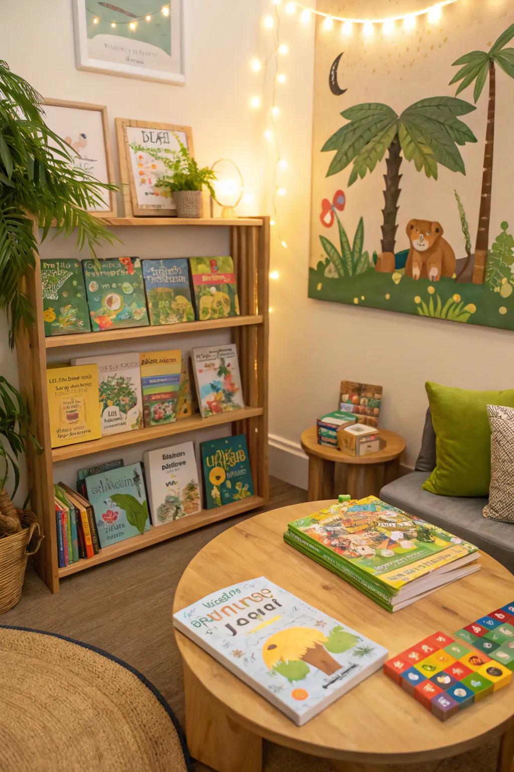 Engage all ages with interactive rainforest nooks.