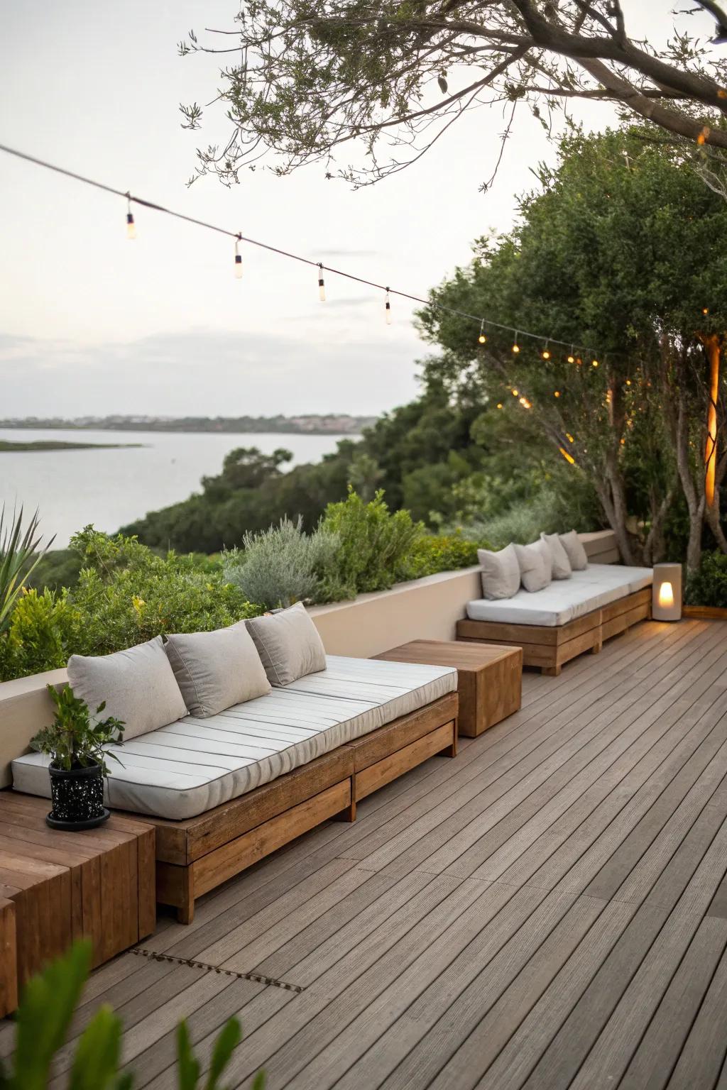 Maximize space through integrated veranda seating.