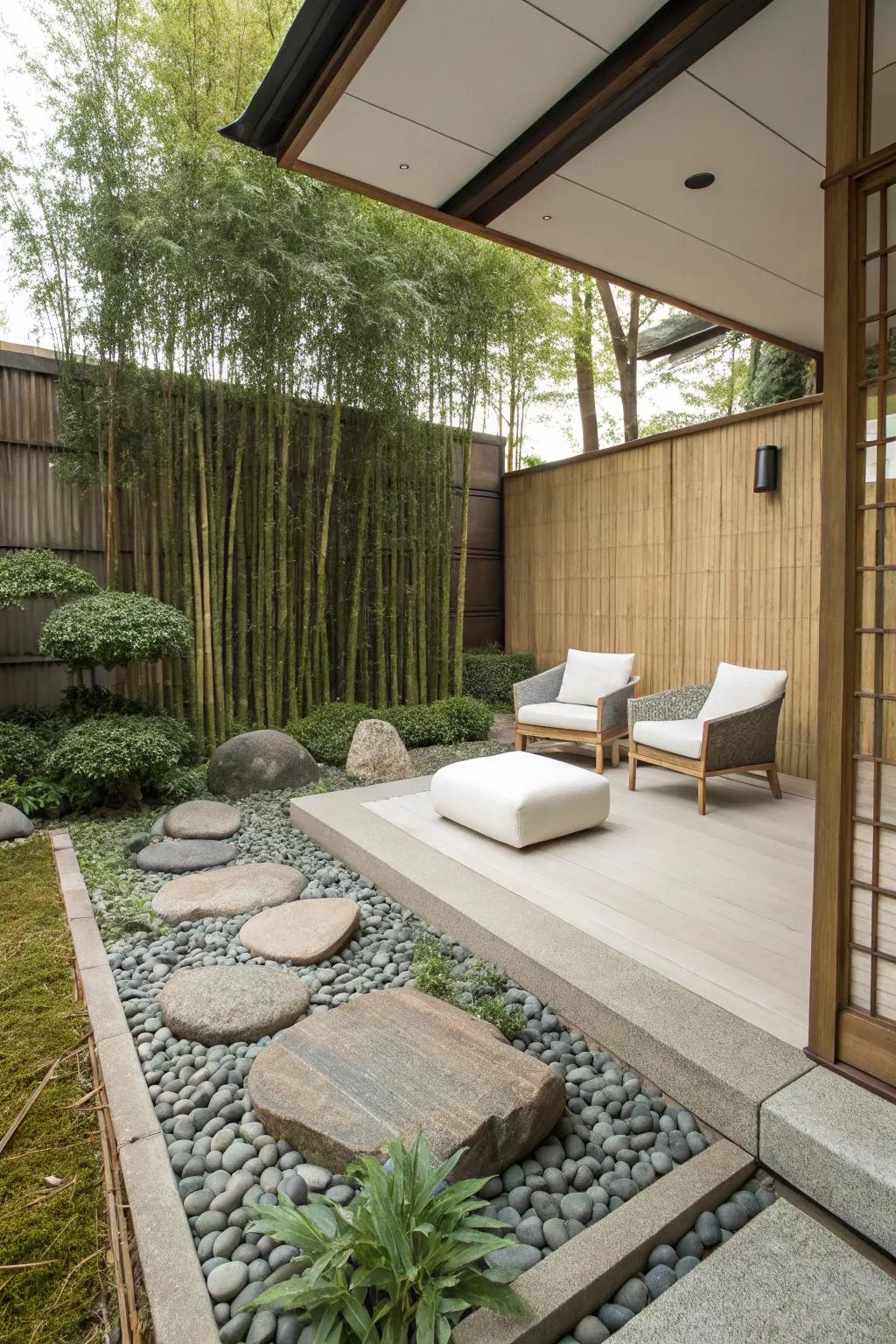 Japanese design creates a serene and elegant space.
