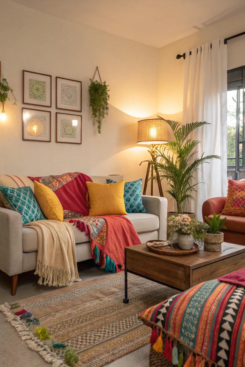 Refresh your space with decorative cushions and fabrics.
