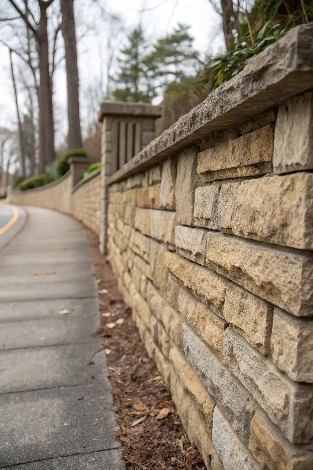 Stone cladding adds feel and beauty to retaining walls.