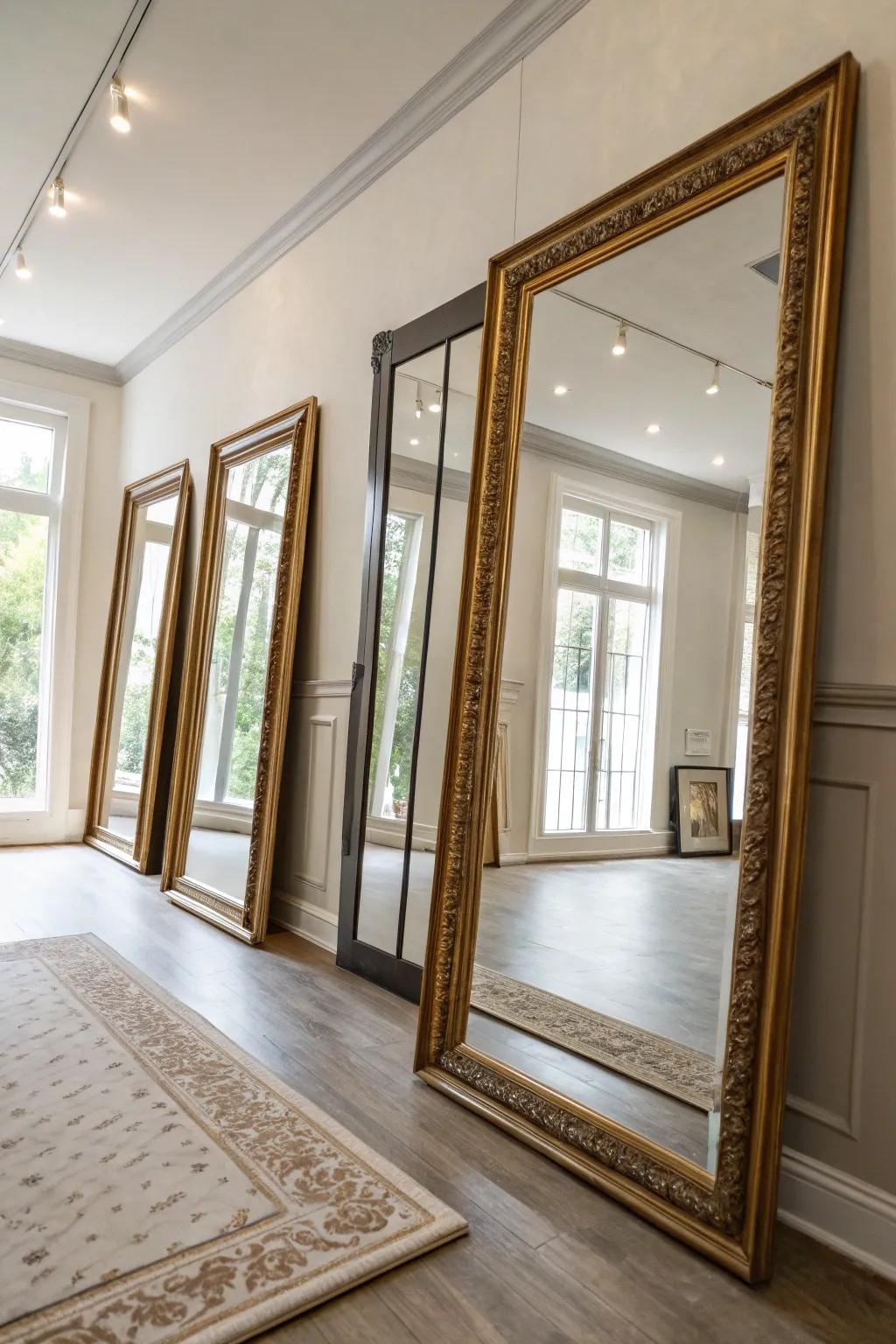 Mirrors improve light and make a feeling of space.