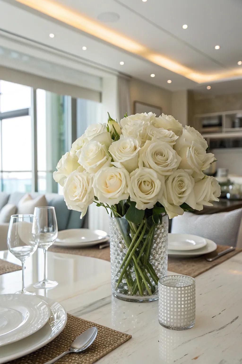 Soft whites for a pristine, sophisticated impression.