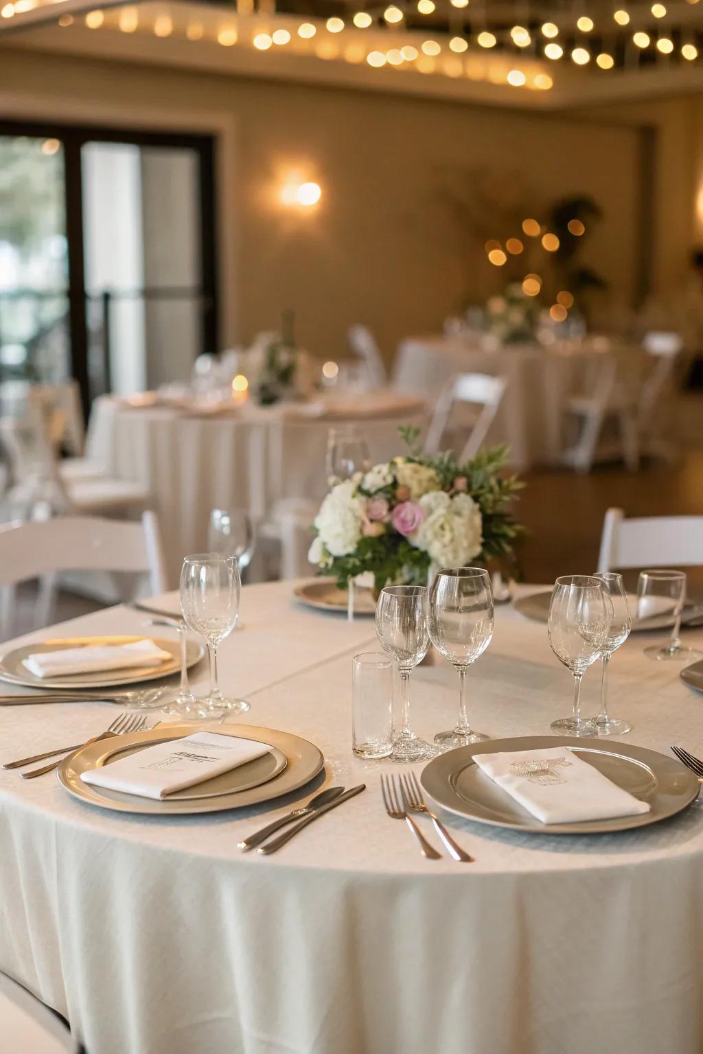 Minimalist tablecloth delivering a tranquil backdrop.