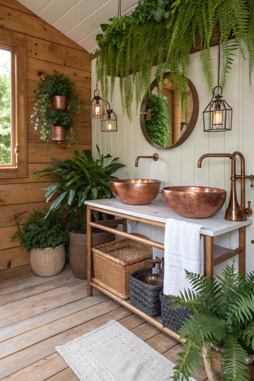 Bring nature indoors featuring metallic and greenery.