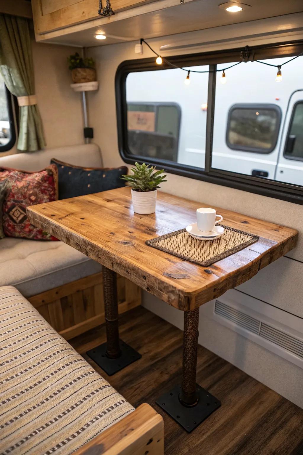 Eco-friendly materials lead to both a sustainable and stylish table.