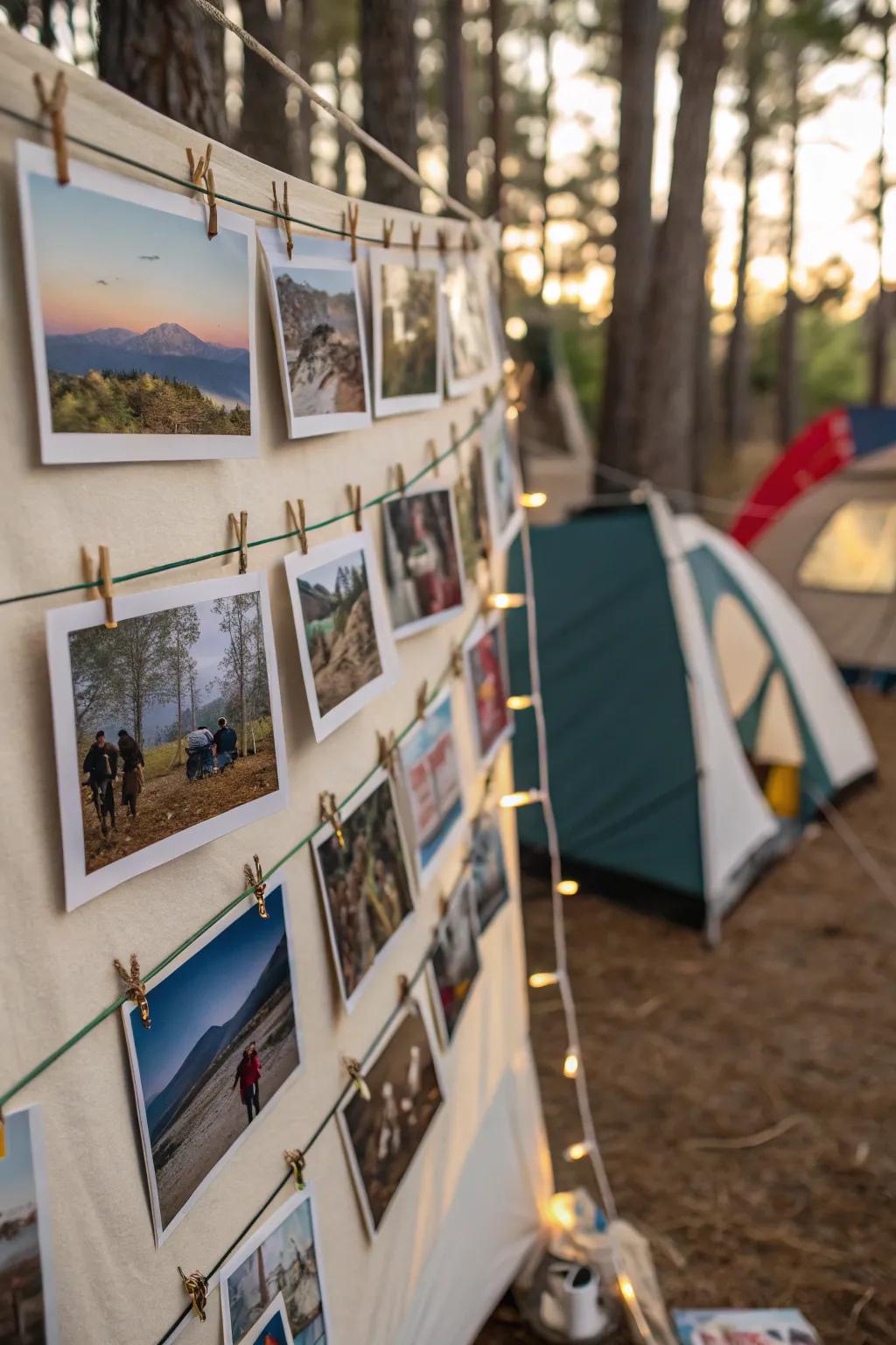 A photo display captures and shares your camping memories.
