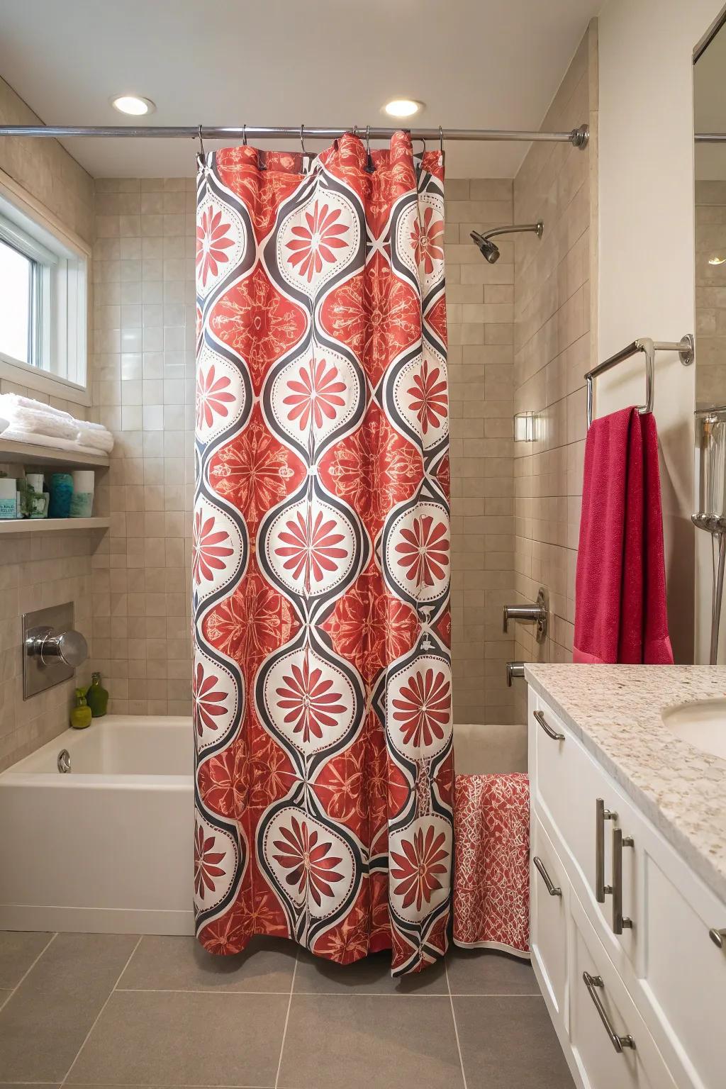 Expressive flair through distinctive shower wraps.