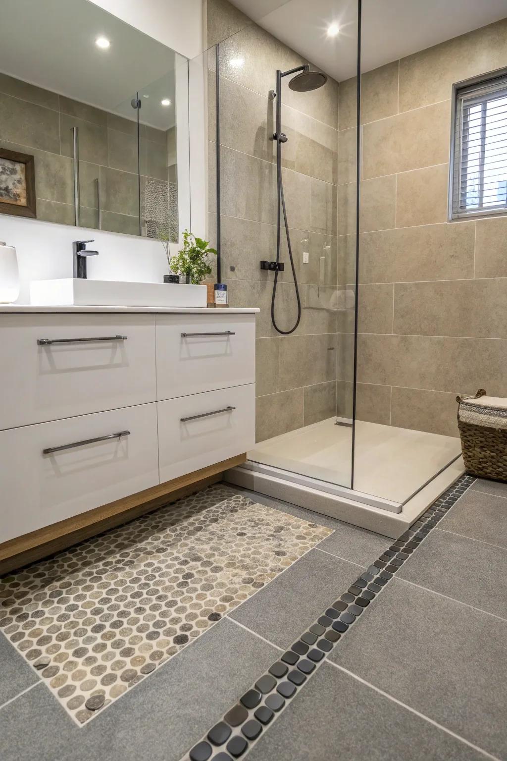 Seamless integration of the shower curb ensures a unified and flow-enhanced design.