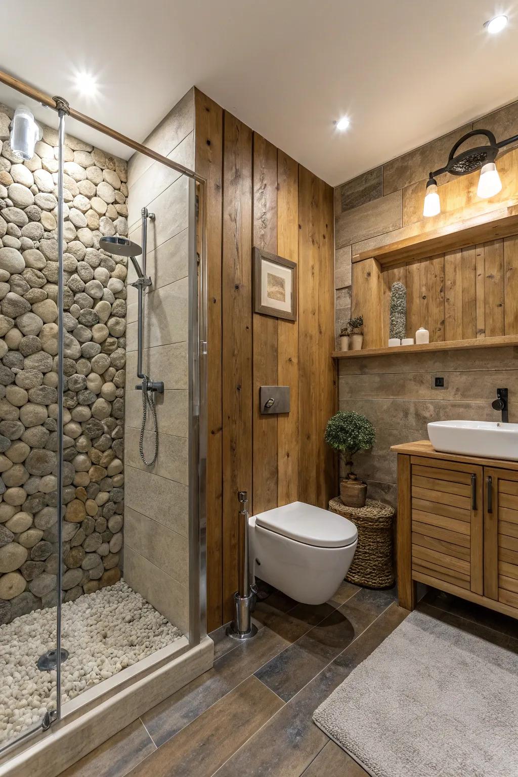 Feels bring warmth and dimension, enhancing small bathroom designs.