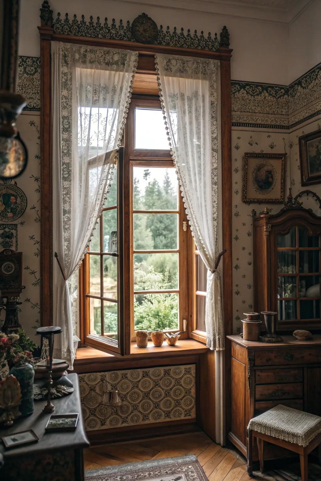 A historic, diverse charm is added by vintage trims.