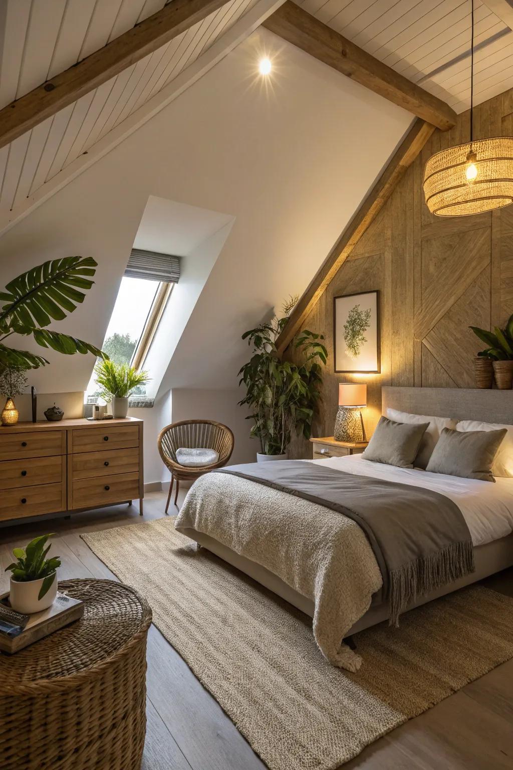 Thoughtful lighting accentuates the elegance of this painted ceiling.