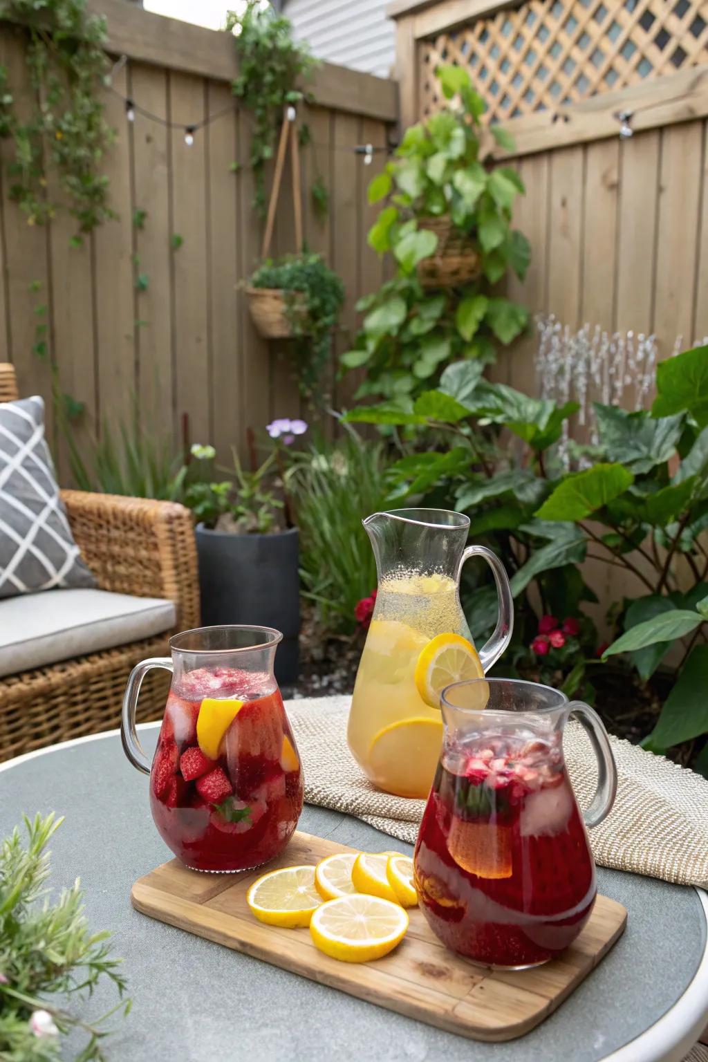 Refreshing pre-mixed beverages prepared for visitors