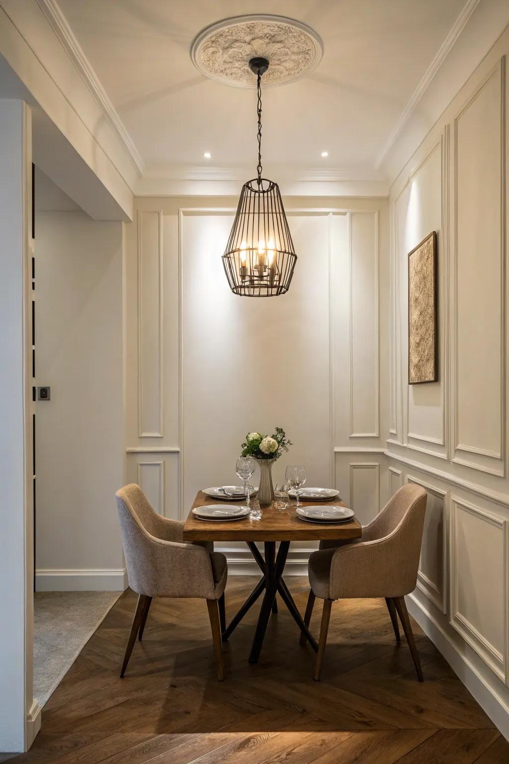 Minimalist lighting offers understated elegance, highlighting the room's features.