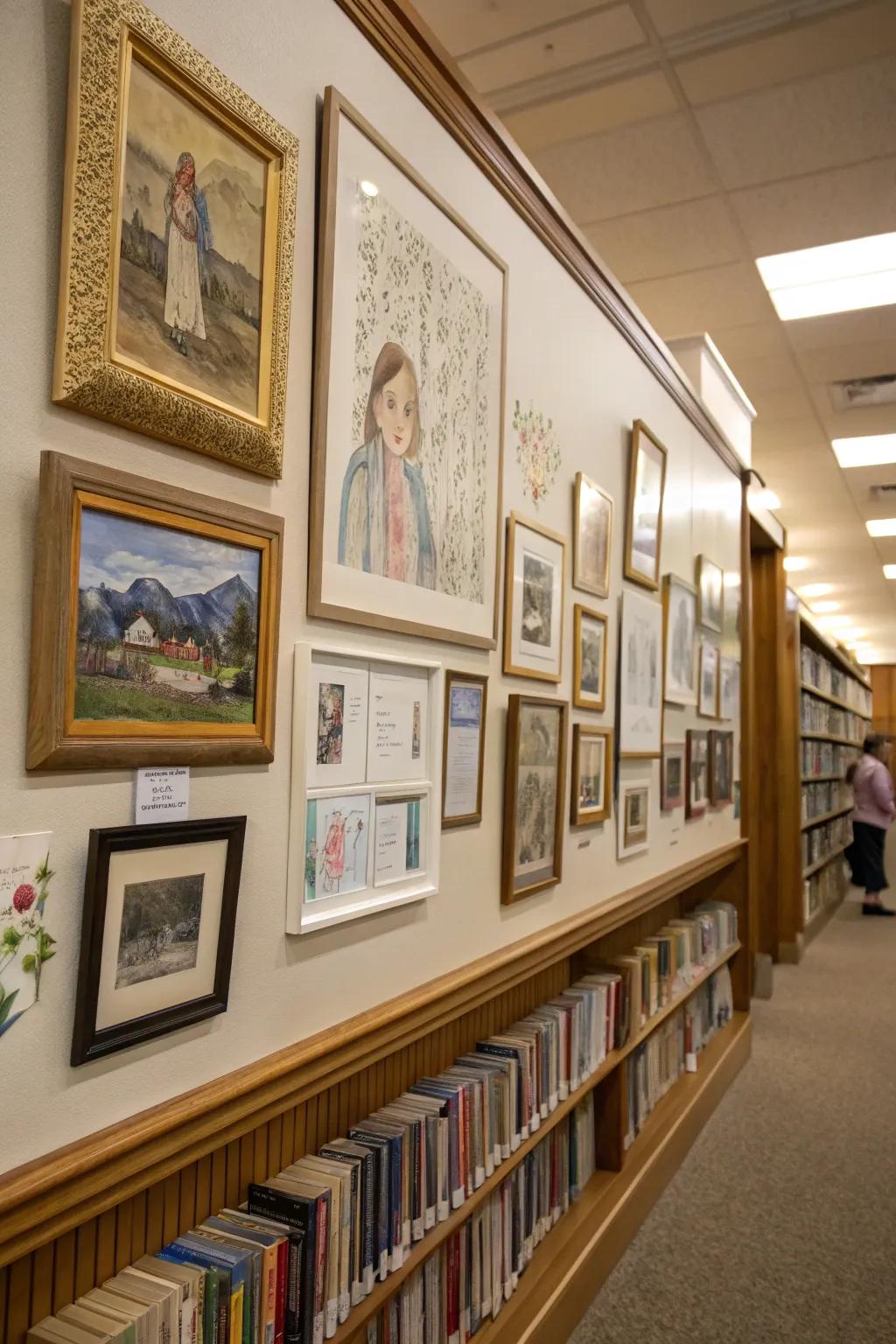 A mini gallery infuses a distinctive element into your library.