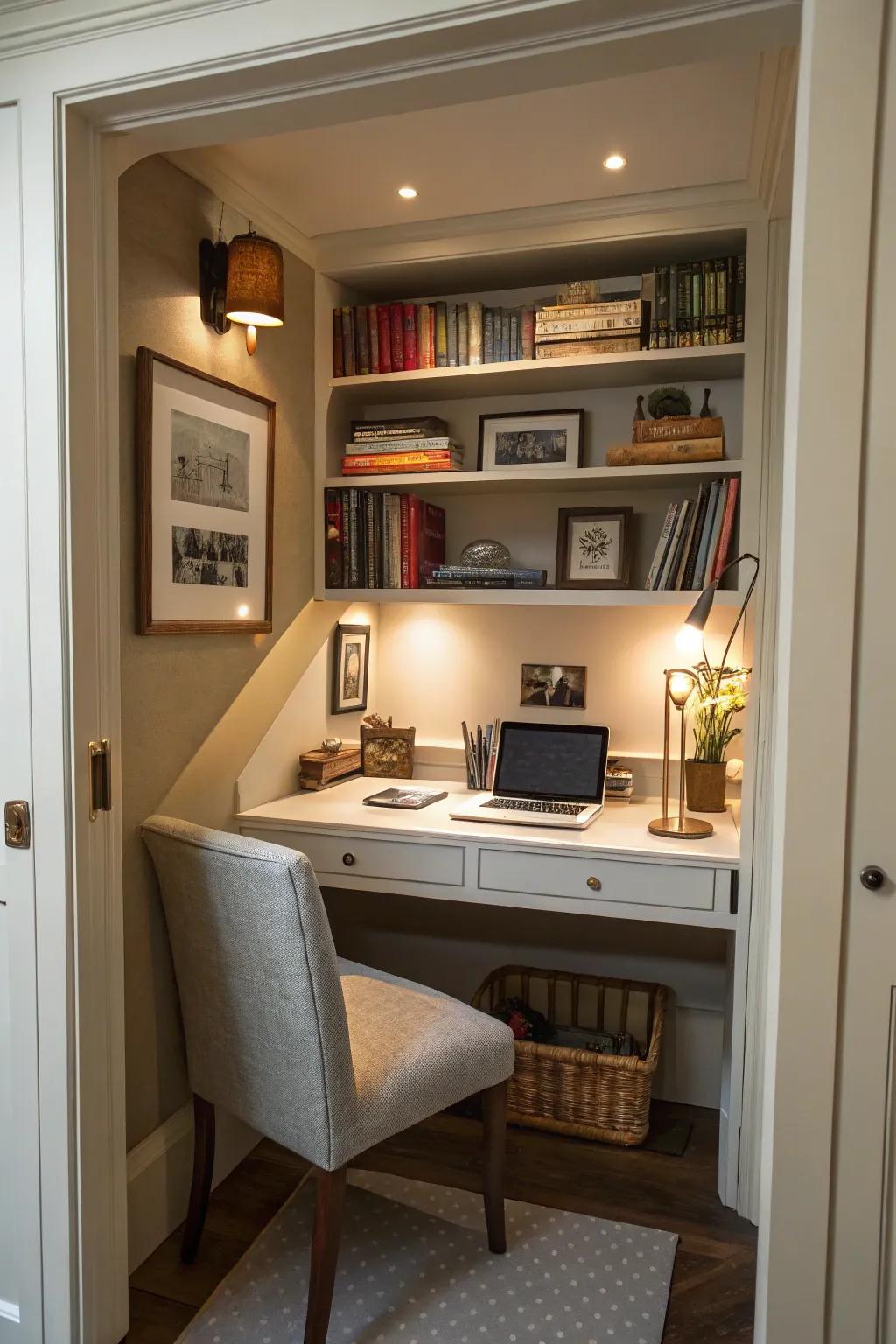 Compact offices offer a dedicated work area without taking up much room.
