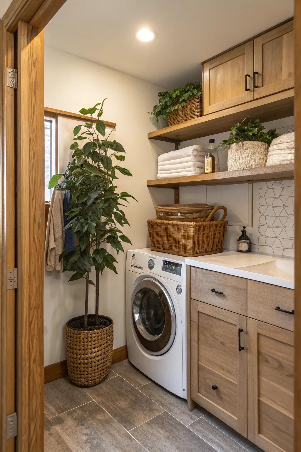 Bringing natural elements to the laundry will bring a little more life into the space.