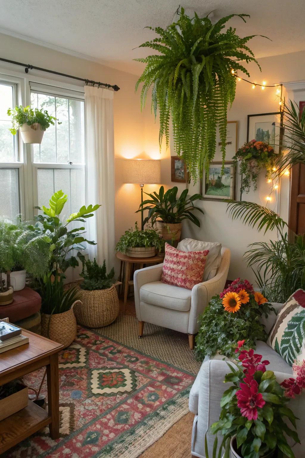 Vibrancy is added to smaller spaces with plants.