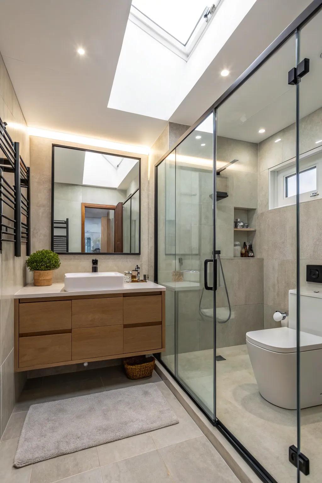 Open but still protected&mdash;part-glass surrounds.